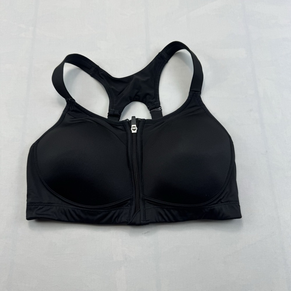 CALIA Carrie Underwood Sports Bra 36D Black Front Zip High Support Racerback